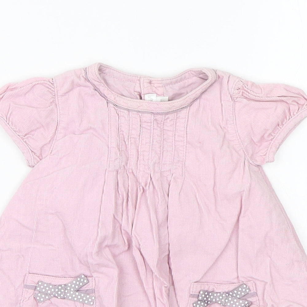 mamas & papas Girls Pink  Cotton A-Line  Size 0-3 Months  Round Neck