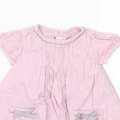 mamas & papas Girls Pink  Cotton A-Line  Size 0-3 Months  Round Neck