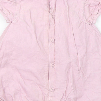 mamas & papas Girls Pink  Cotton A-Line  Size 0-3 Months  Round Neck