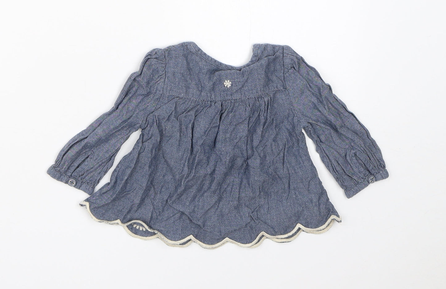Monsoon Girls Blue  Cotton Shift  Size 0-3 Months
