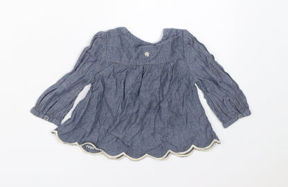 Monsoon Girls Blue  Cotton Shift  Size 0-3 Months