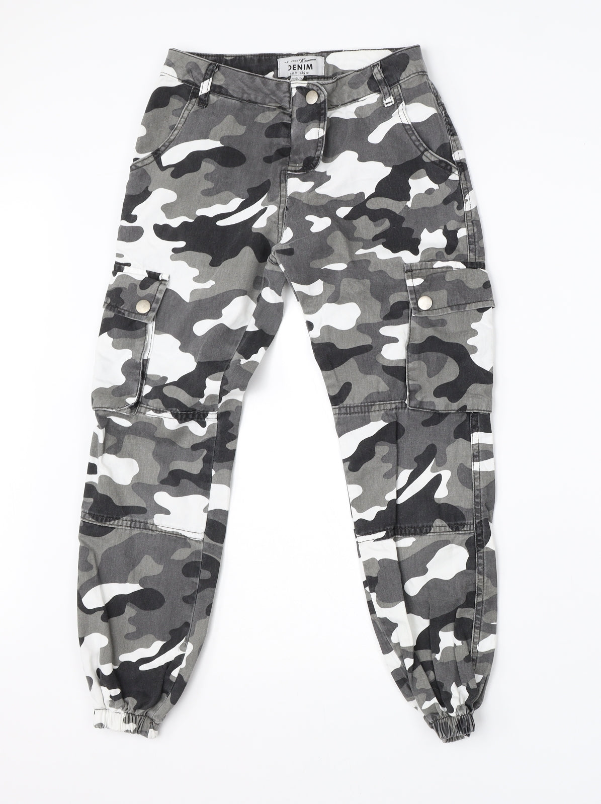 New Look Girls Grey Camouflage Cotton Skinny Jeans Size 9 Months  Regular