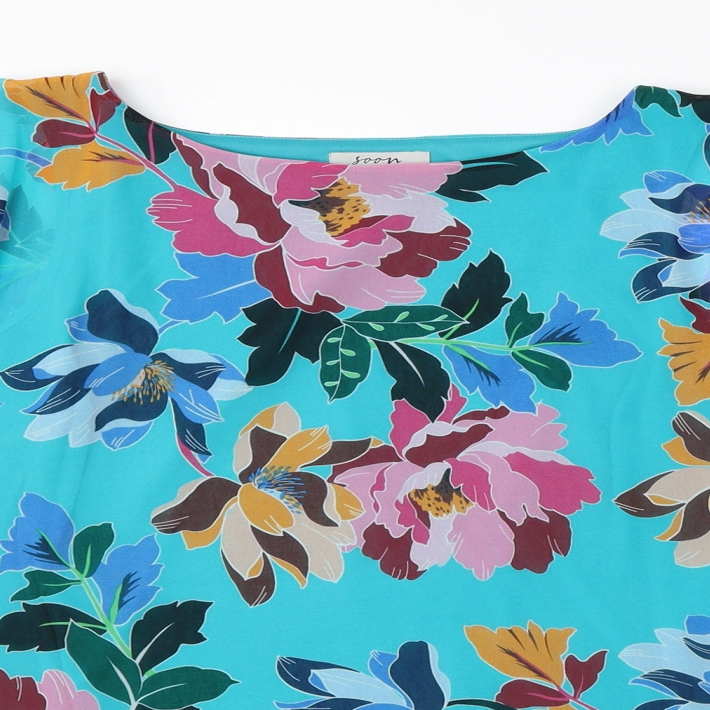 Womens UK Size 12 Soon Blue Basic Blouse