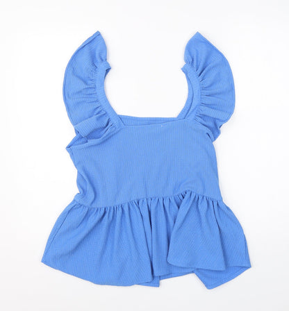 Papaya Womens Blue  Polyester Basic Blouse Size 14 Off the Shoulder