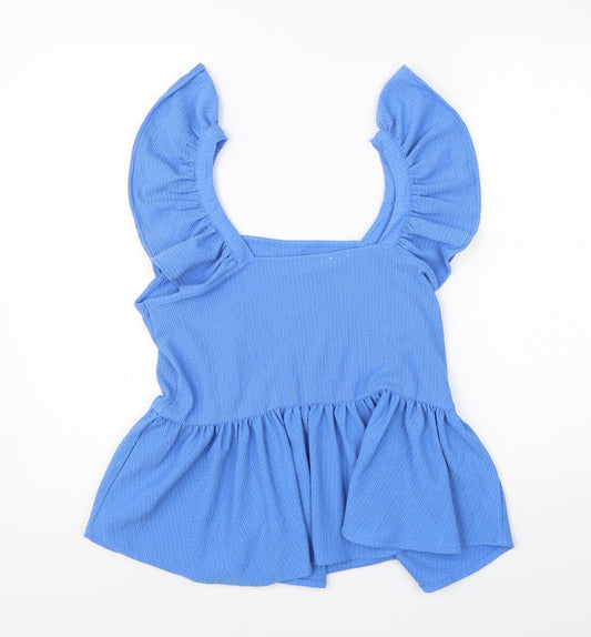 Papaya Womens Blue  Polyester Basic Blouse Size 14 Off the Shoulder