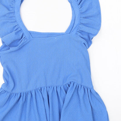 Papaya Womens Blue  Polyester Basic Blouse Size 14 Off the Shoulder