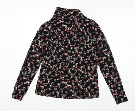 Papaya Womens Black Floral Viscose Basic Blouse Size 12 Collared
