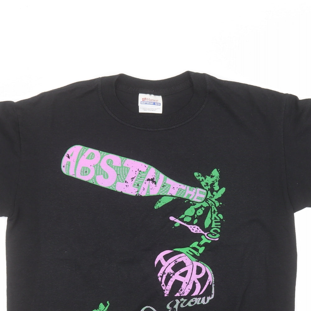 Womens UK Size S Hanes Black Basic T-Shirt