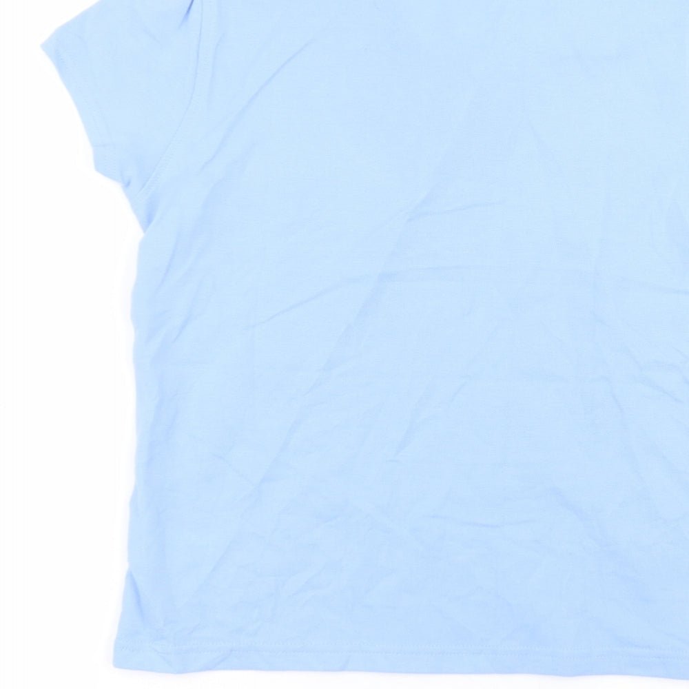 Brand and care label for George girls’ blue cotton basic polo, size 10-11, years collared