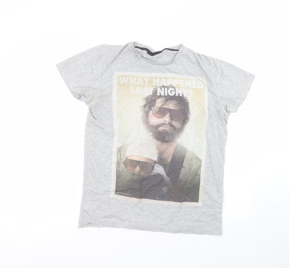 Cedar Wood State Womens Grey  Cotton Basic T-Shirt Size M Round Neck