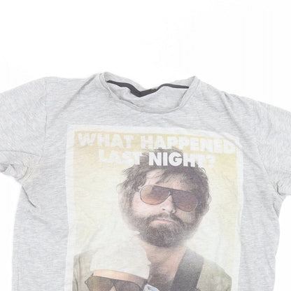 Cedar Wood State Womens Grey  Cotton Basic T-Shirt Size M Round Neck