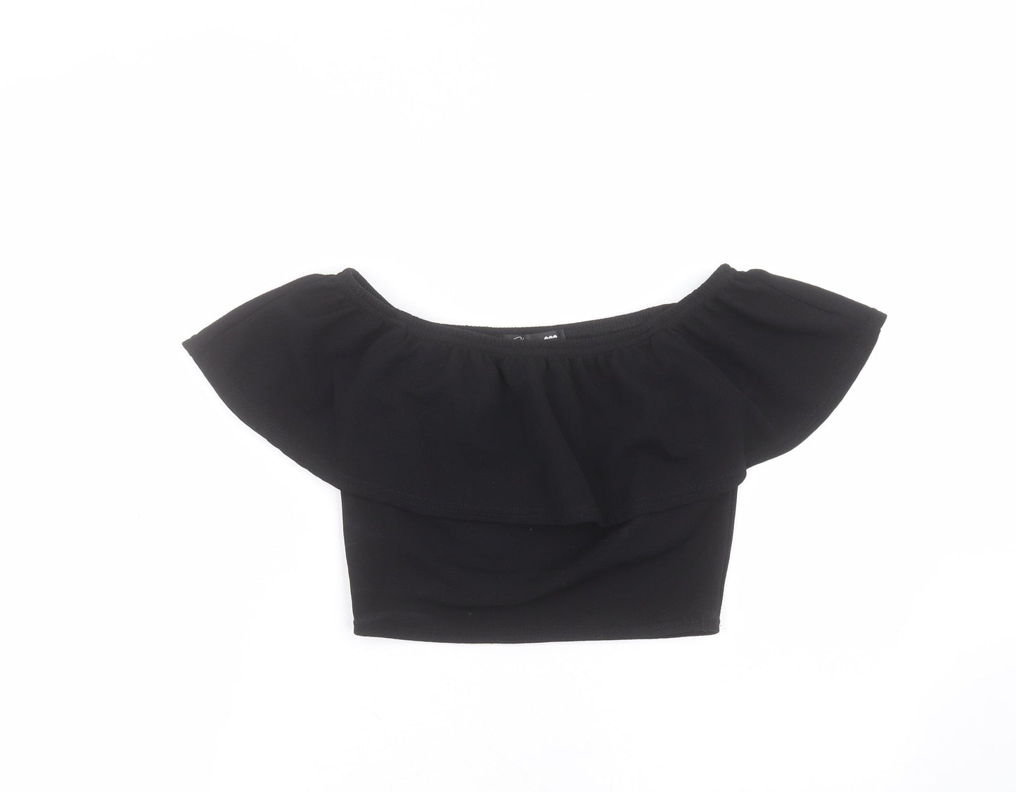 Glamour Babe Womens Black  Polyester Cropped T-Shirt Size S Round Neck