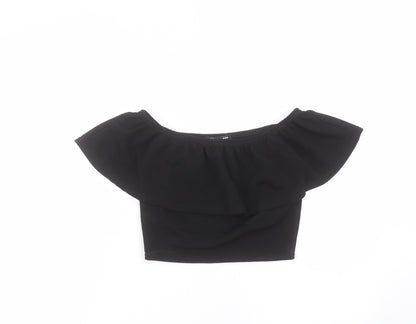 Glamour Babe Womens Black  Polyester Cropped T-Shirt Size S Round Neck