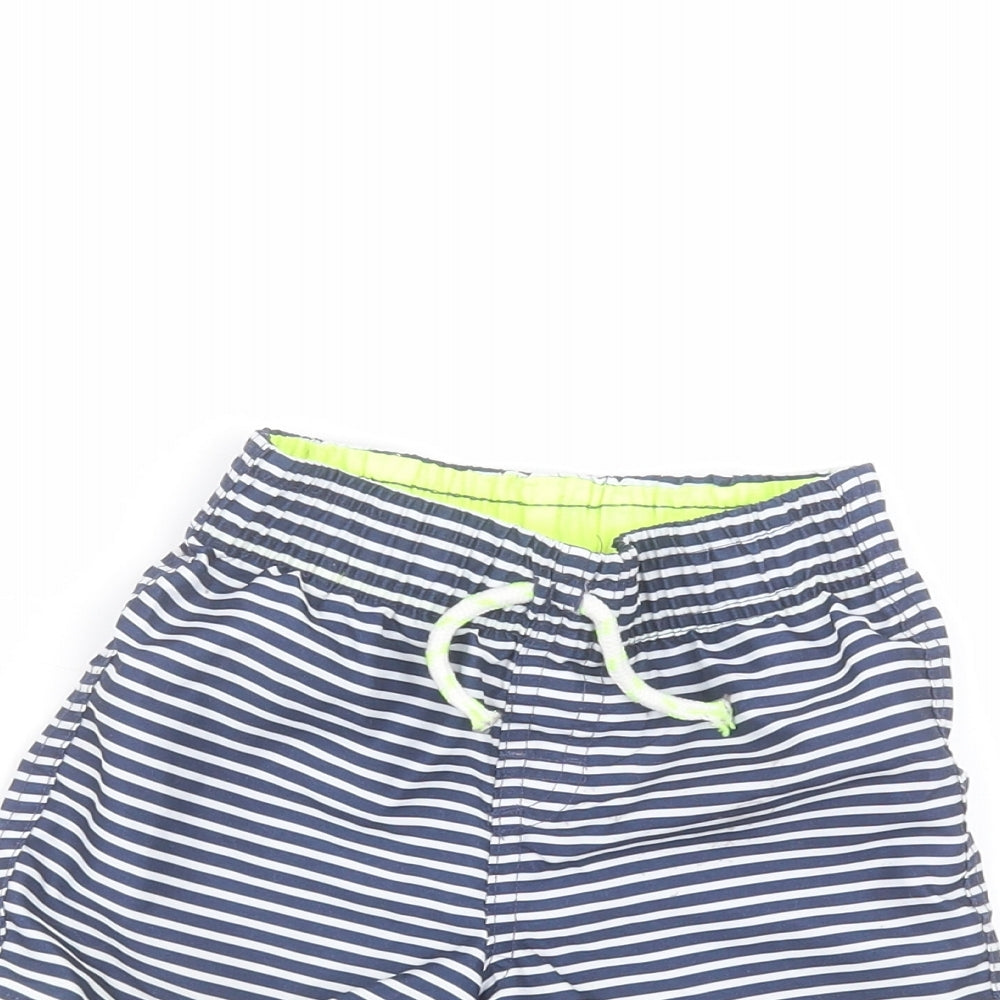 Primark Baby Blue Striped Polyester Cropped Trousers Size 18-24 Months   - swim short