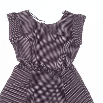 F&F Womens Purple Polka Dot Polyester A-Line  Size 6  Round Neck