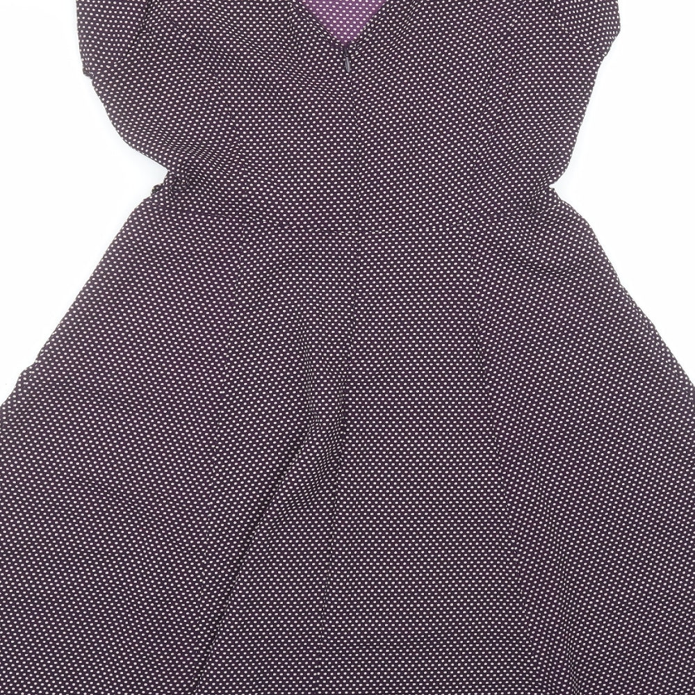 F&F Womens Purple Polka Dot Polyester A-Line  Size 6  Round Neck