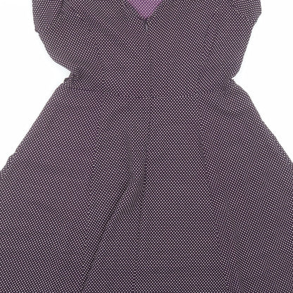 F&F Womens Purple Polka Dot Polyester A-Line  Size 6  Round Neck