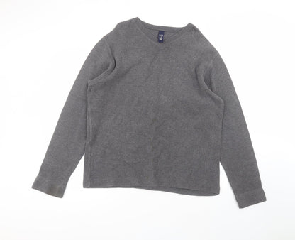 Gap Mens Black V-Neck  Cotton Pullover Jumper Size L