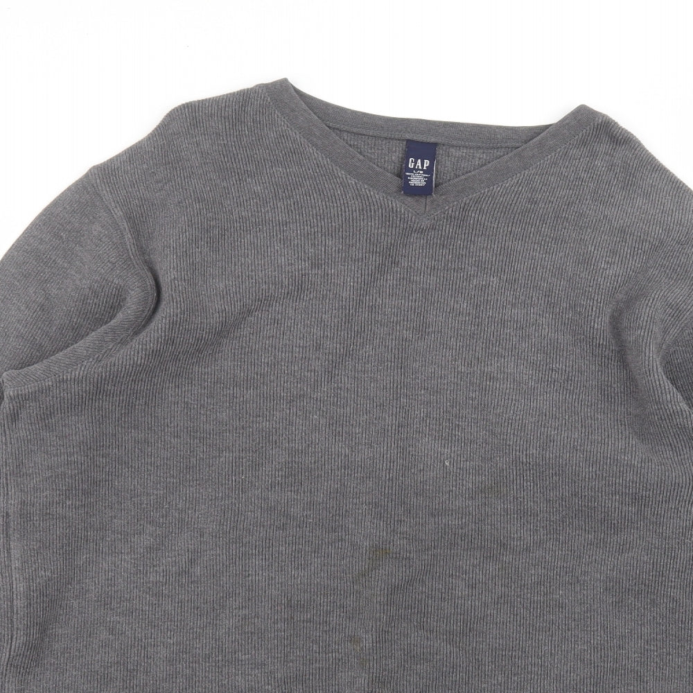 Gap Mens Black V-Neck  Cotton Pullover Jumper Size L