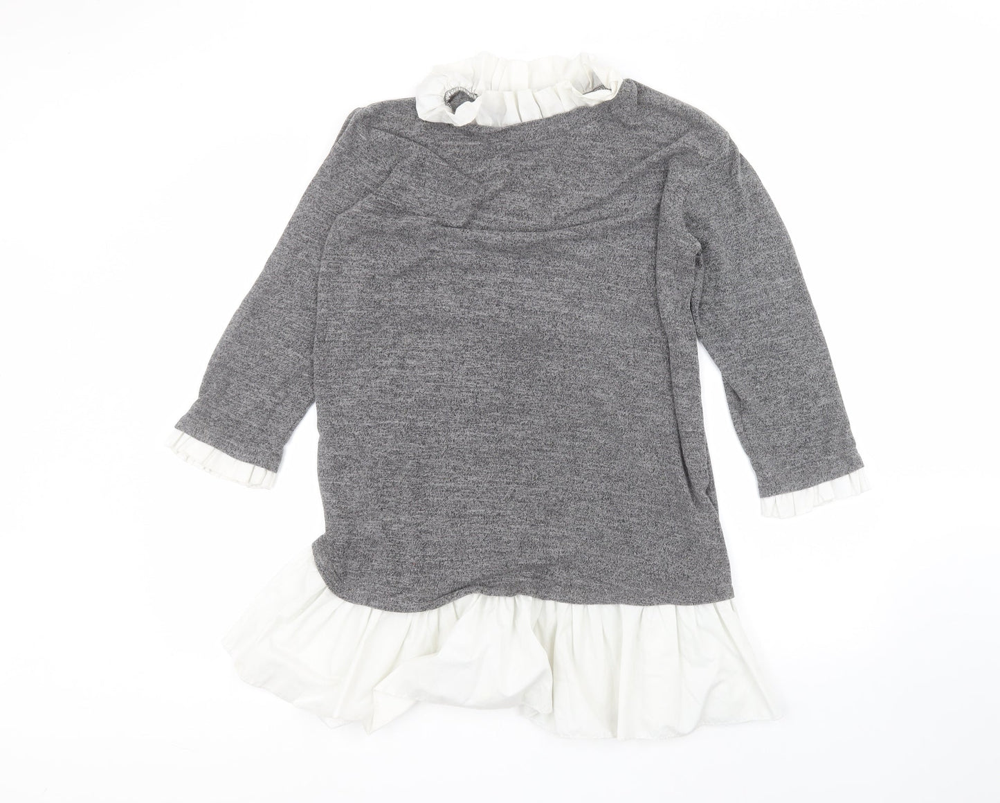 SheIn Womens Grey Round Neck  Cotton Pullover Jumper Size M