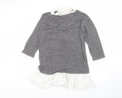 SheIn Womens Grey Round Neck  Cotton Pullover Jumper Size M