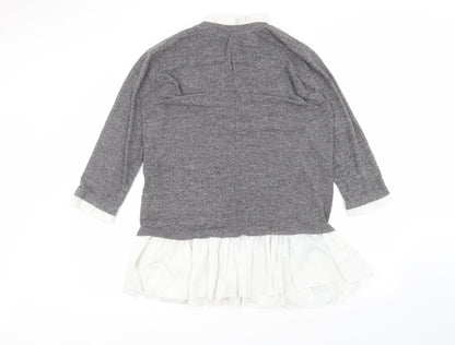 SheIn Womens Grey Round Neck  Cotton Pullover Jumper Size M