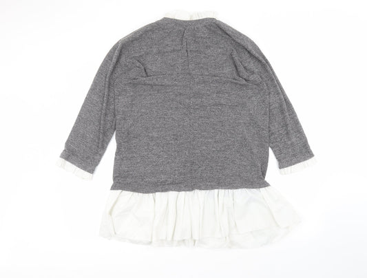 SheIn Womens Grey Round Neck  Cotton Pullover Jumper Size M