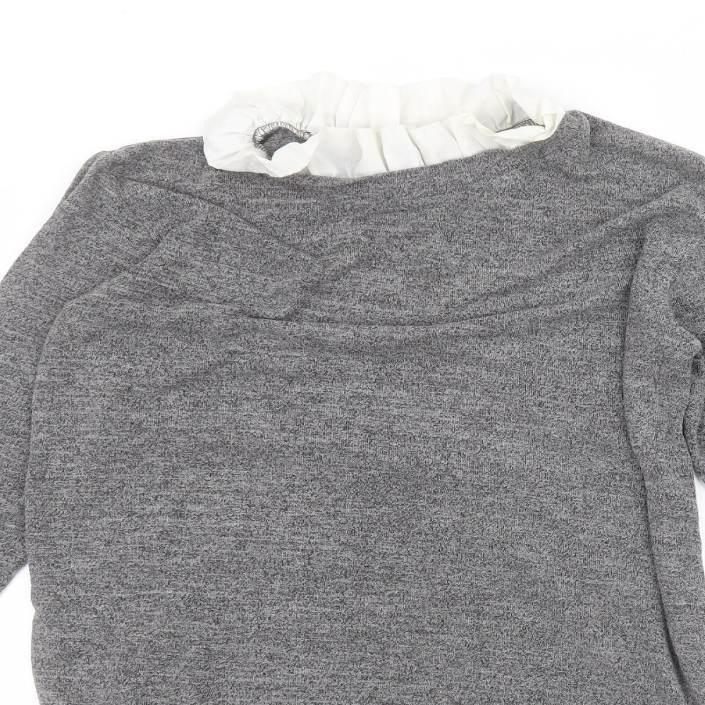 SheIn Womens Grey Round Neck  Cotton Pullover Jumper Size M