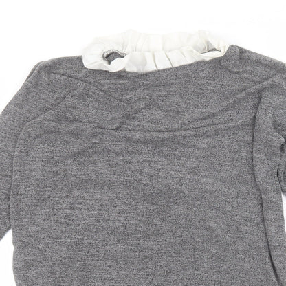 SheIn Womens Grey Round Neck  Cotton Pullover Jumper Size M