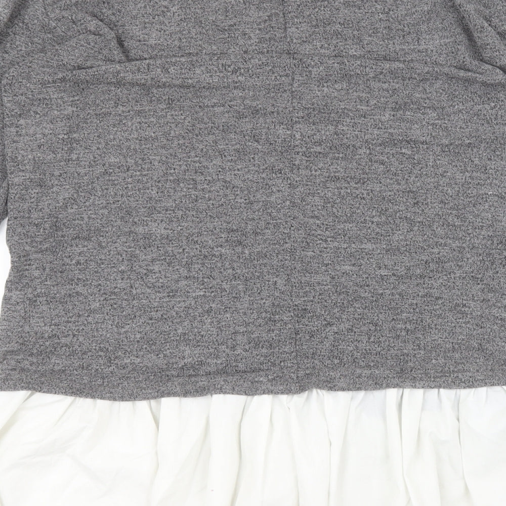 SheIn Womens Grey Round Neck  Cotton Pullover Jumper Size M