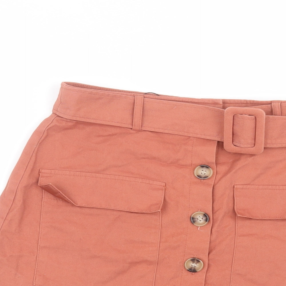 Primark Womens Orange  Cotton A-Line Skirt Size 8