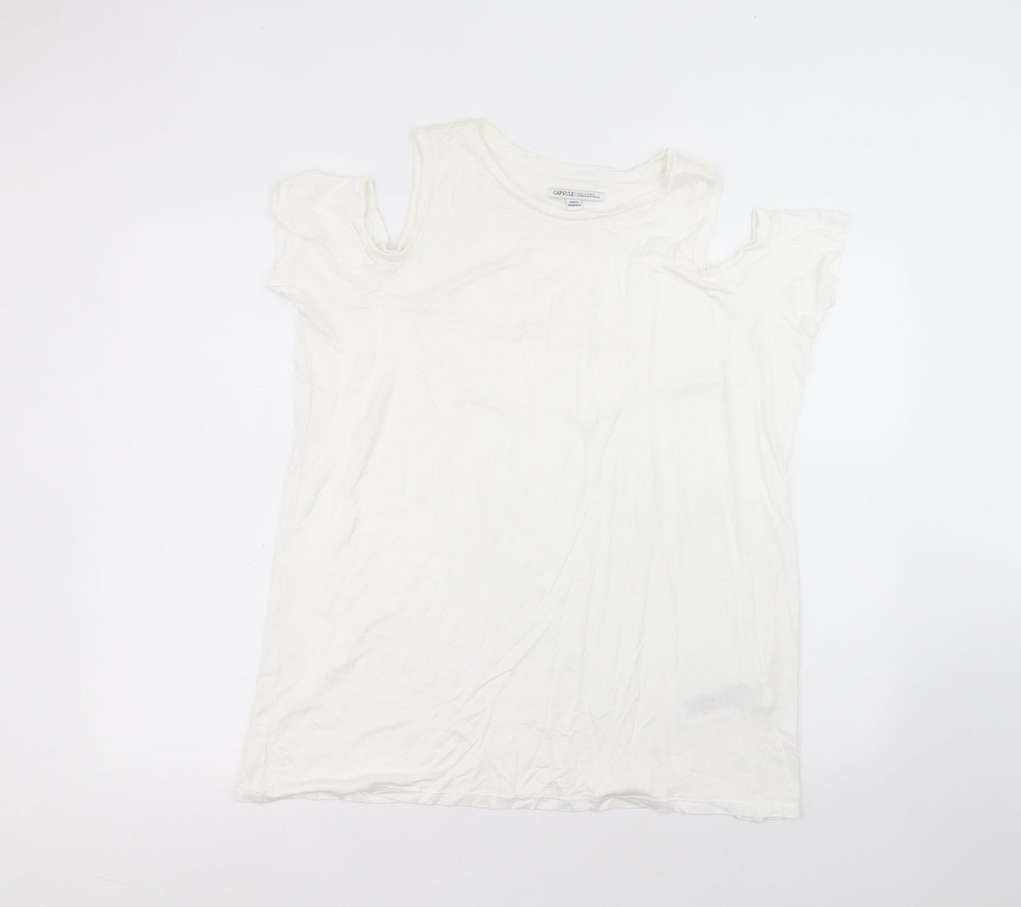 capsule  Womens White  Viscose Basic T-Shirt Size 18 Round Neck