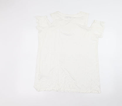 capsule  Womens White  Viscose Basic T-Shirt Size 18 Round Neck