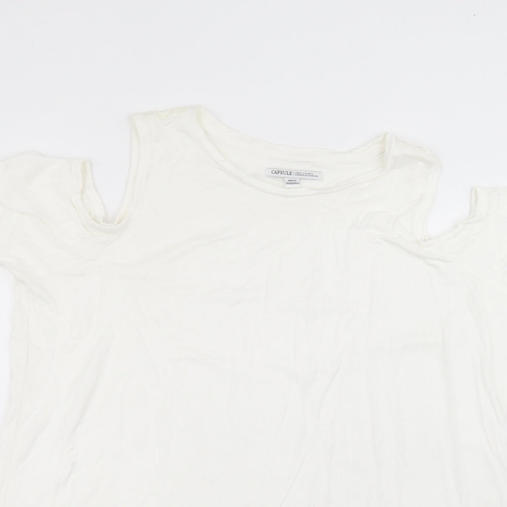 capsule  Womens White  Viscose Basic T-Shirt Size 18 Round Neck