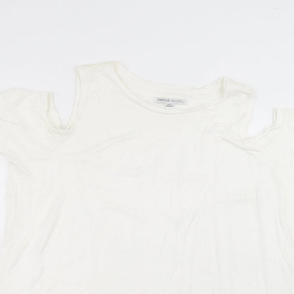 capsule  Womens White  Viscose Basic T-Shirt Size 18 Round Neck