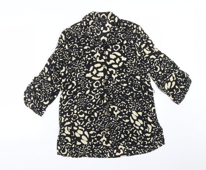 Zara Womens Multicoloured Animal Print Viscose Basic Button-Up Size XS Collared