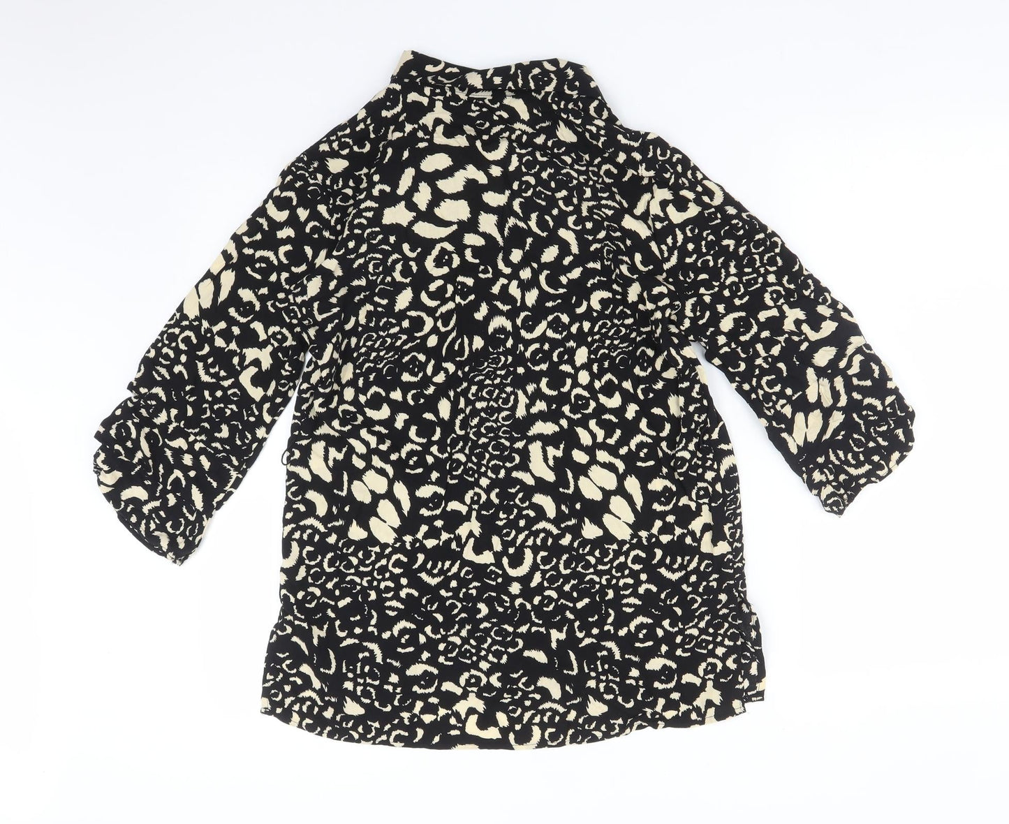 Zara Womens Multicoloured Animal Print Viscose Basic Button-Up Size XS Collared