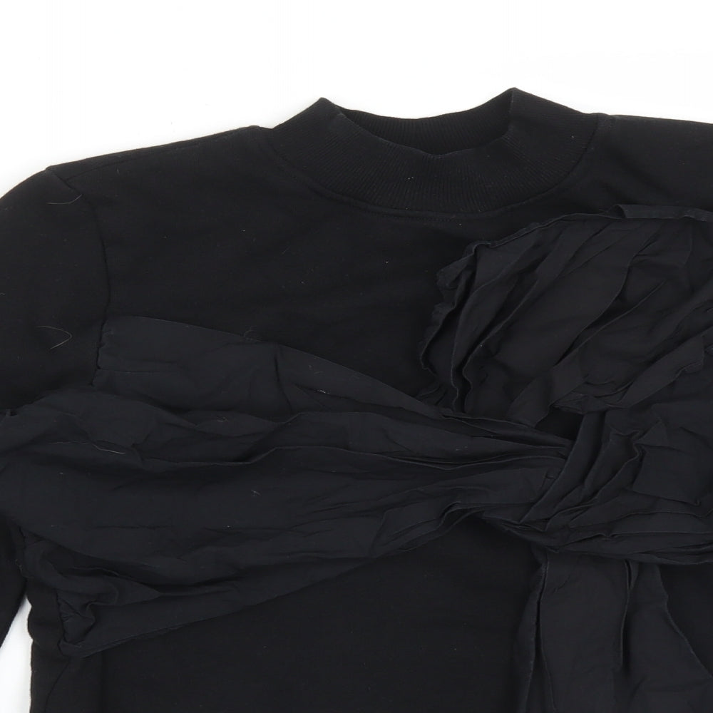 Zara Womens Black  Cotton Pullover Sweatshirt Size S