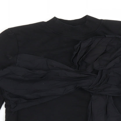 Zara Womens Black  Cotton Pullover Sweatshirt Size S