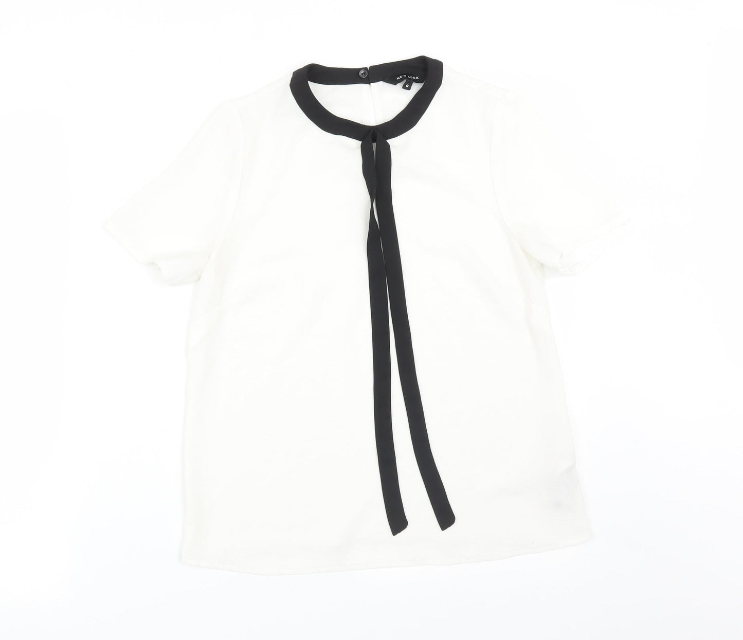 Womens UK Size 6 New Look White Basic T-Shirt
