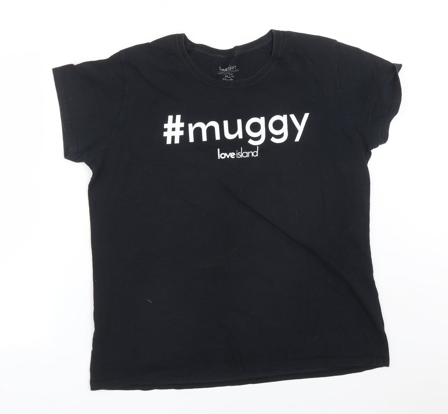 Womens UK Size XL LOVE ISLAND Black Basic T-Shirt