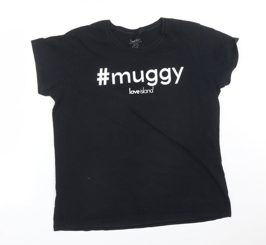 Womens UK Size XL LOVE ISLAND Black Basic T-Shirt