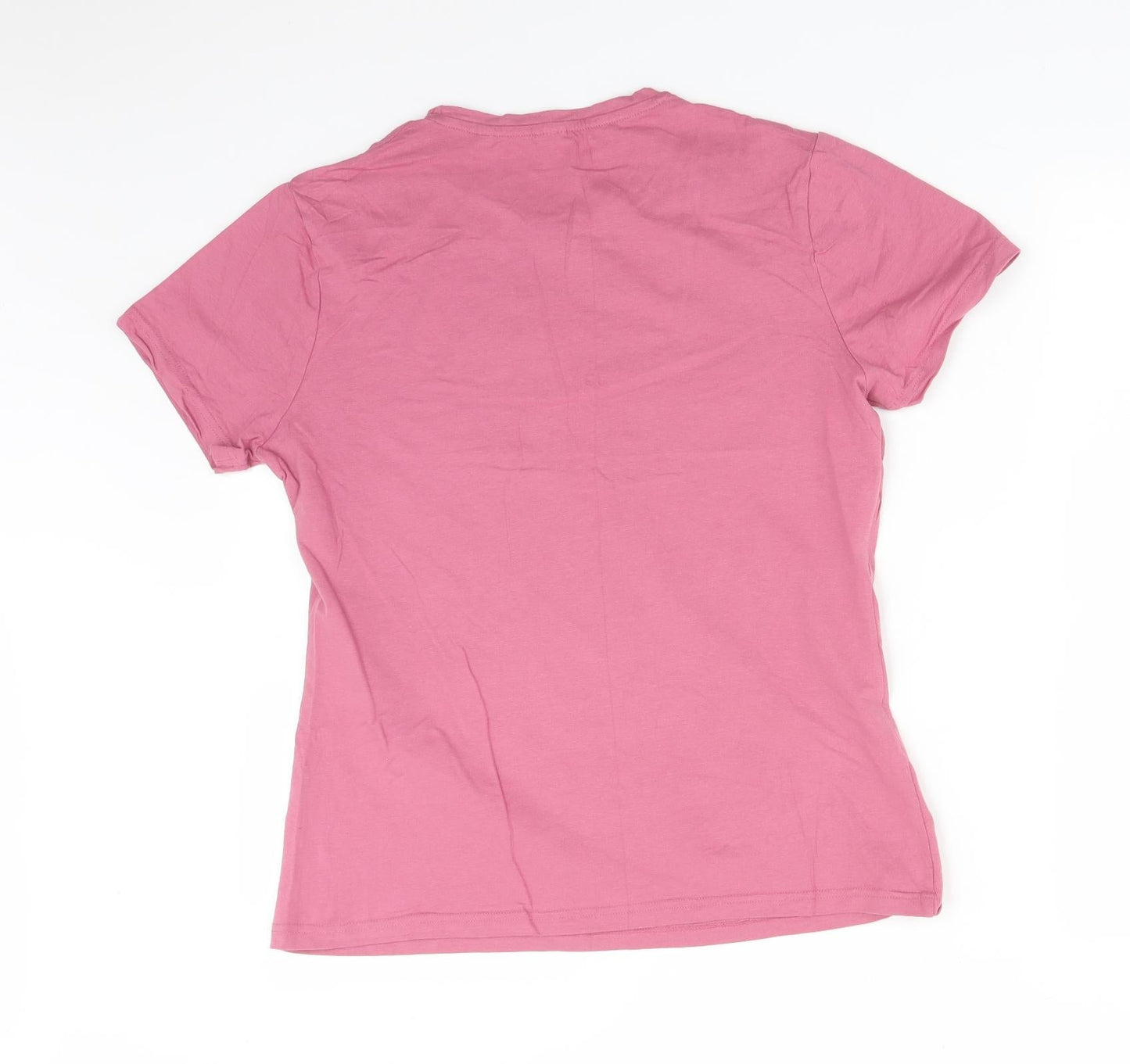 SF WOMEN Womens Pink  Cotton Basic T-Shirt Size XL Round Neck - #STAYNELSON