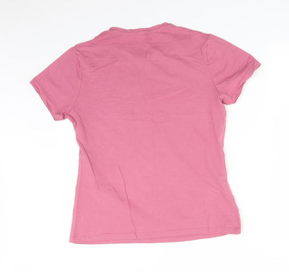 SF WOMEN Womens Pink  Cotton Basic T-Shirt Size XL Round Neck - #STAYNELSON