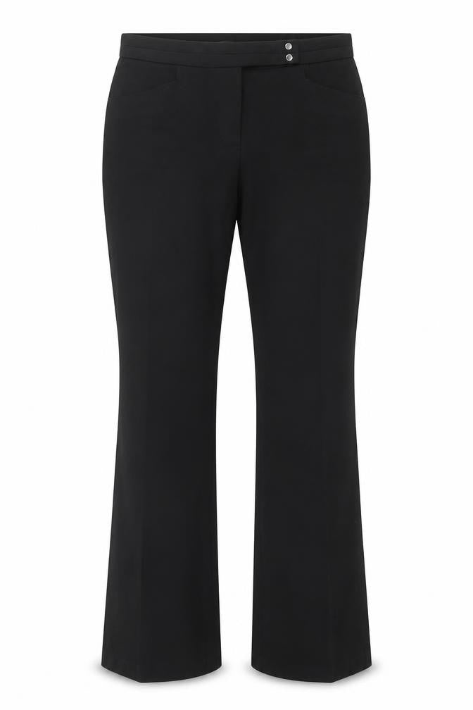 Front view of Marks & Spencer women’s black viscose trousers, size UK 10, 28-inch leg regular