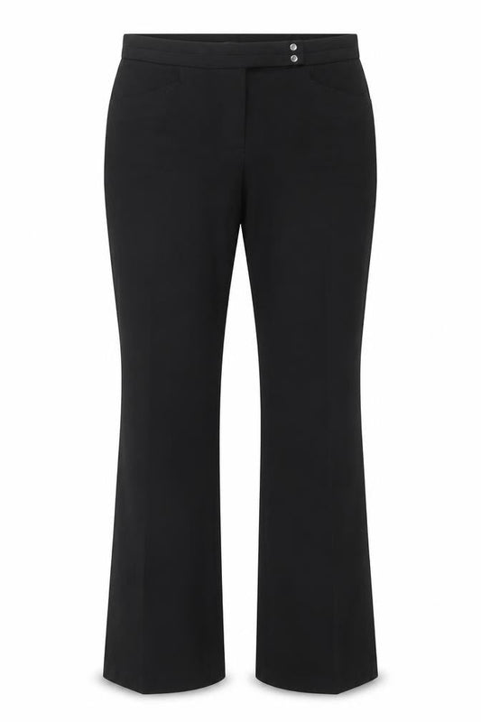 Front view of Marks & Spencer women’s black viscose trousers, size UK 10, 28-inch leg regular