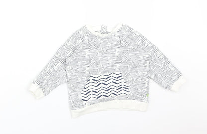 Front view of Marks & Spencer Multicoloured Geometric Cotton Basic T-Shirt, size 12-18, Months Round Neck