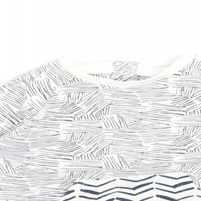 Close-up detail of Marks & Spencer Multicoloured Geometric Cotton Basic T-Shirt, size 12-18, Months Round Neck