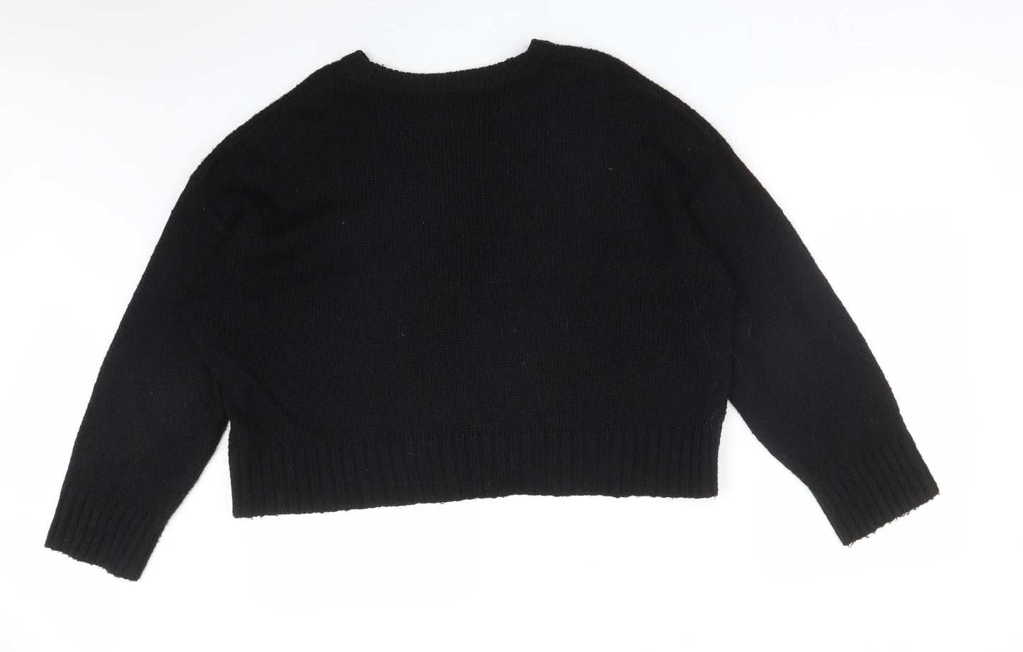 New Look Womens Black  Acrylic Pullover Sweatshirt Size L