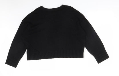 New Look Womens Black  Acrylic Pullover Sweatshirt Size L